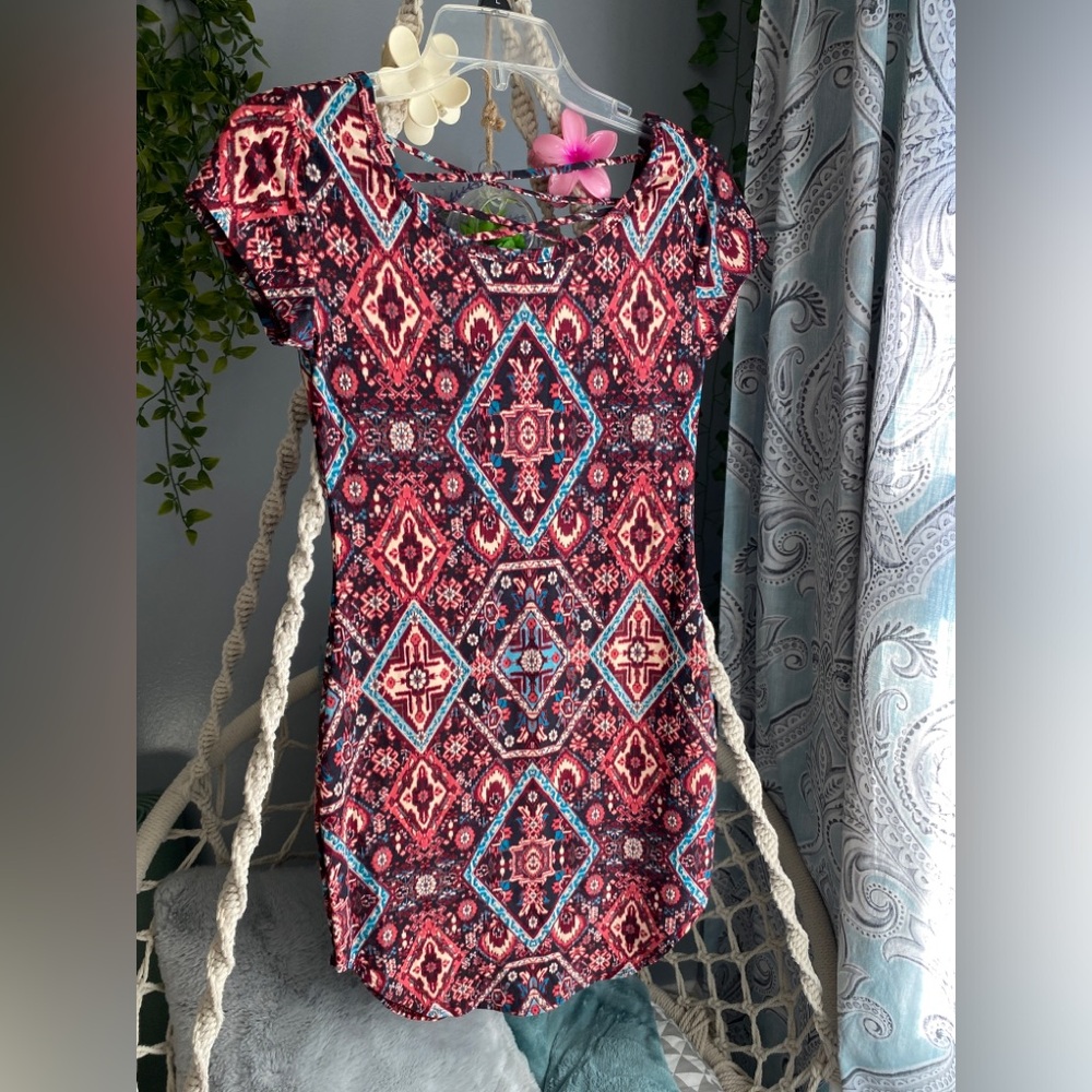 No Boundaries Red and Blue Mini Dress